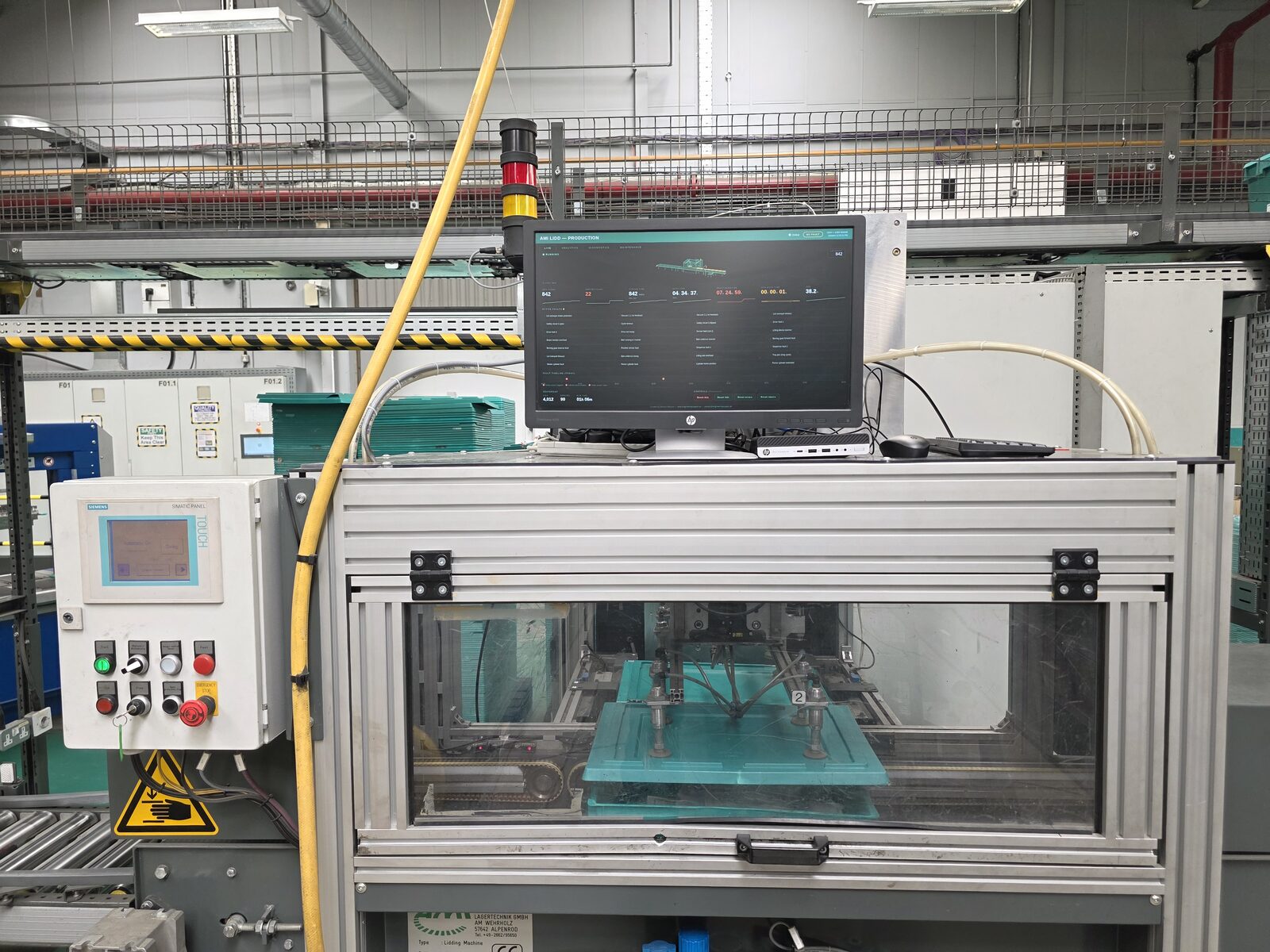 AMI Lidder production monitoring dashboard on the factory floor
