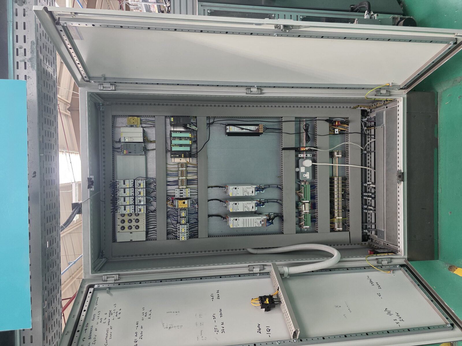 Electrical control panel with Siemens PLC and VFDs